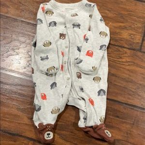 Baby boy woodland button sleeper.